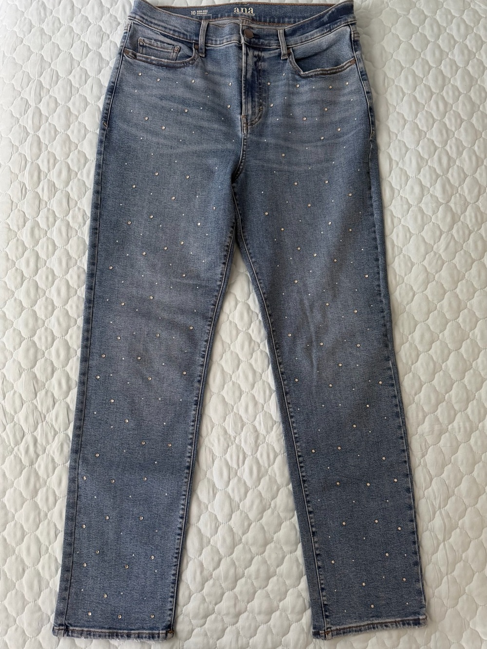 a.n.a Medium Blue Straight Jeans with Sparkly Studs